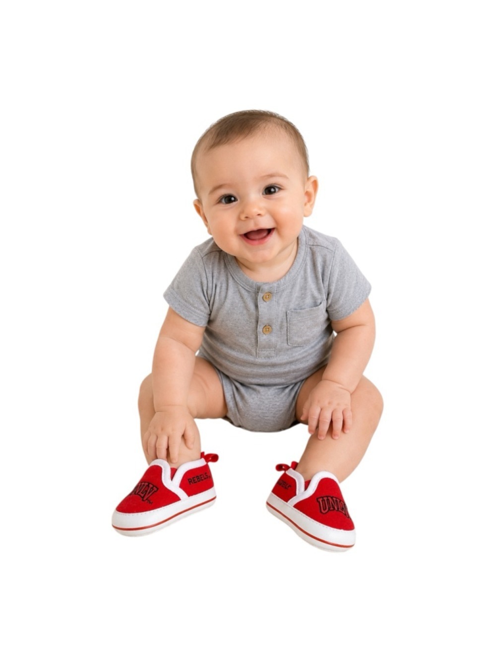 UNLV Rebels Baby Crib Shoes Size 2 Infant Red White Soft Sole Booties